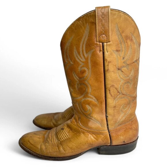 Vintage J. Chisholm Marbled Deerskin Leather Western Cowboy Boots Men's 9 D - Picture 11 of 11